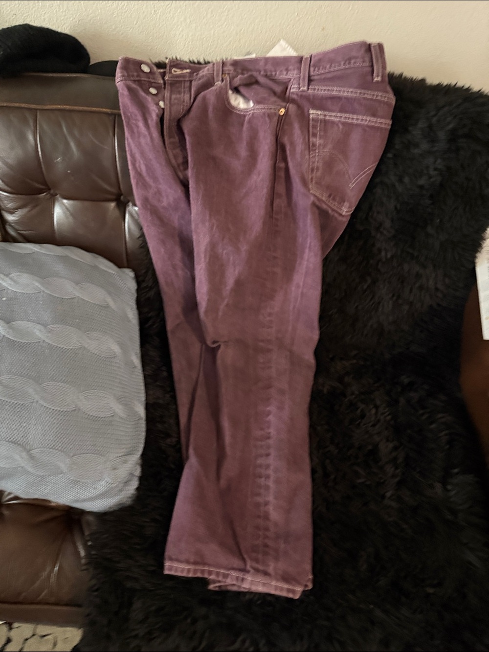 Men's Straight Jeans in Deep Plum - Picture 9 of 9
